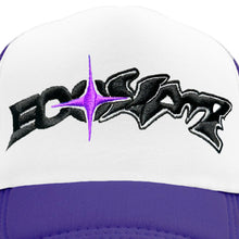 Load image into Gallery viewer, Ecosys Vampire Logo Trucker Hat Purple