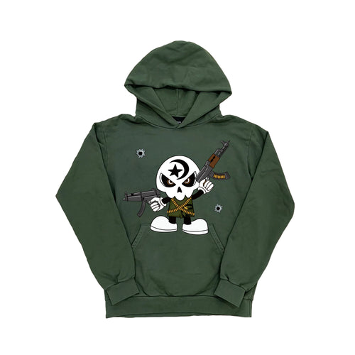 Skull Shooter Hoodie Army Green